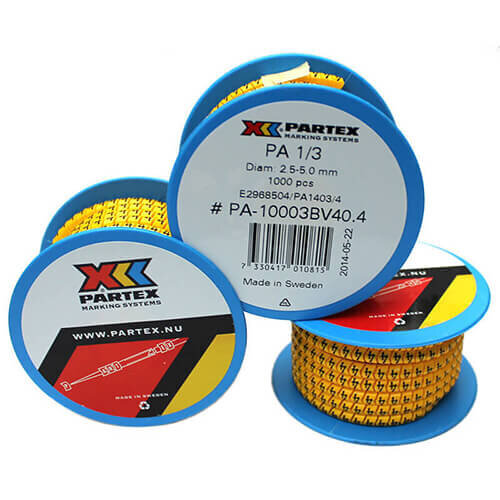 Partex PA 1/3 White 5 on Green Coloured Cable Marker (1000)