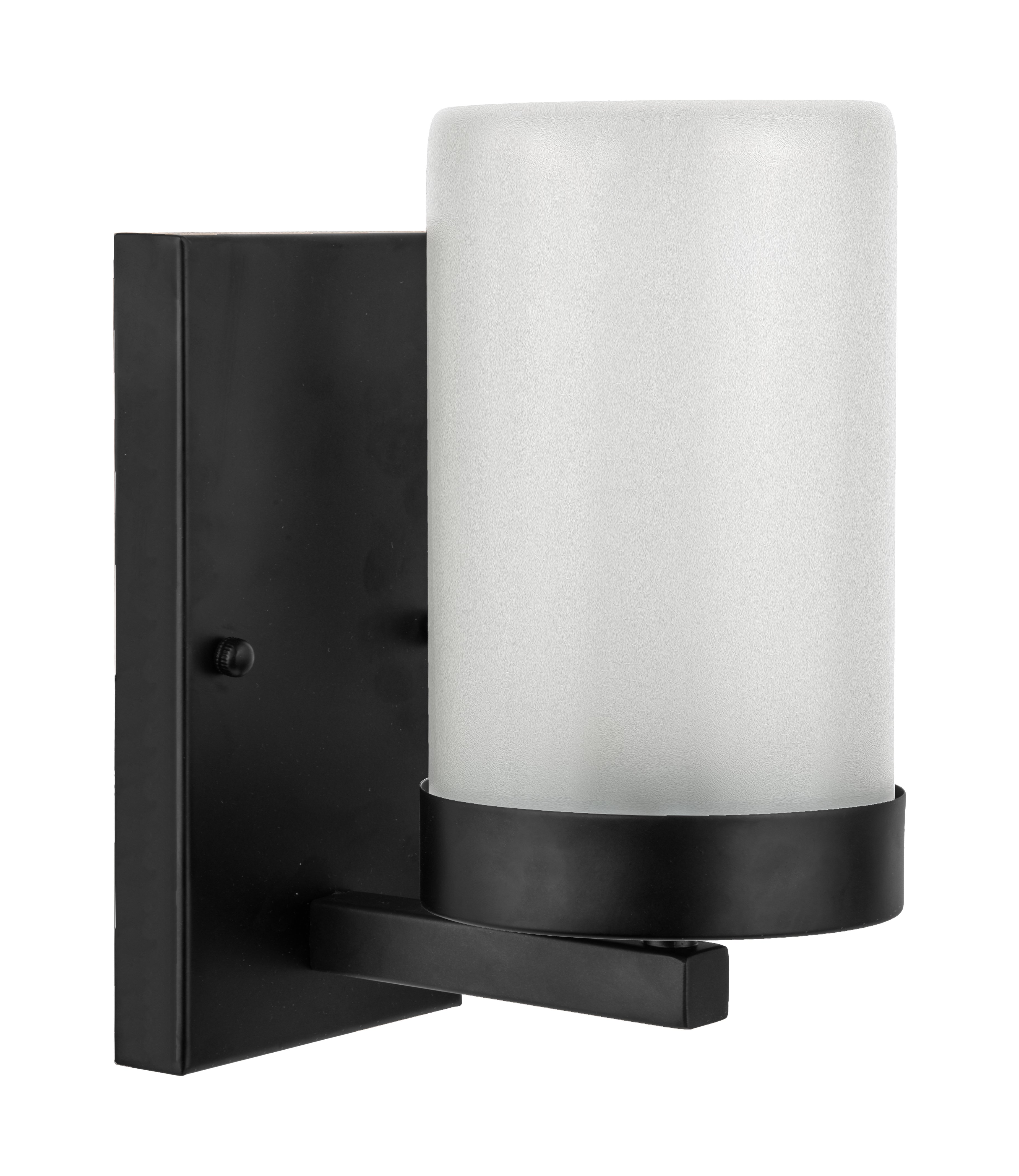 Rechargeable Black LED Wall Lamp with Glass Frosted Shade 29cmH