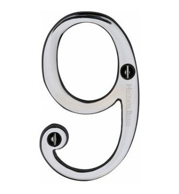C1560-9-PC - Heritage Brass Numeral 9 Face Fix 76mm (3") Polished Chrome Finish