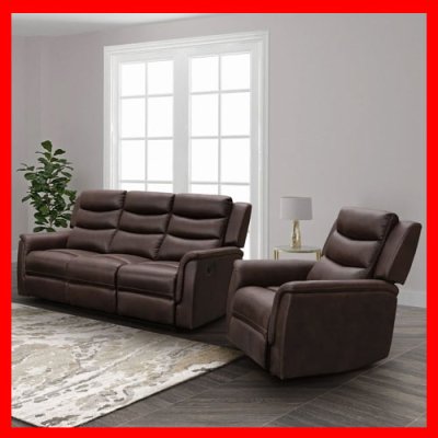 Powell 3+1+1 Manual Recliner Suite - Dark Brown