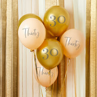 Gold & Nude 'Thirty' 12" Latex Balloons - Pack of 6