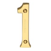 C1560-1-PB - Heritage Brass Numeral 1 Face Fix 76mm (3") Polished Brass Finish