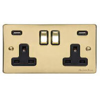 Heritage Elite Flat Plate 2 Gang 13 Amp Socket with USB
