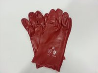 GLOVE GAUNTLET RED PVC