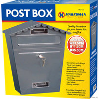66217C LARGE STEEL POST BOX GREY