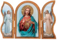 Wood Triptych/Gold Foil/Sacred Heart   (56208)