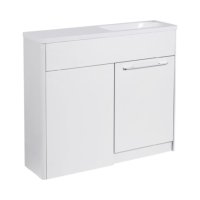 Tucker French Herts Compact 1000mm Back To Wall Floor Standing Slim Depth Basin Unit Right Handed White