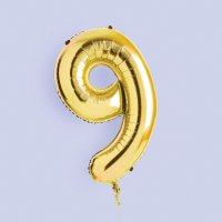 Gold Number '9' Foil 34" Balloon