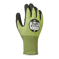 Traffi X-Dura Latex Glove, Cut F, Green/Black
