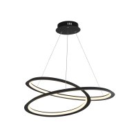 SWIRL PENDANT SAND BLACK METAL AND OPAL DIFFUSER, DIMMABLE