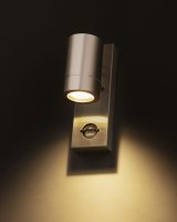 CANEFINCH MONO GU10 Wall Light, IP54, PIR, Single, Brushed Chrome