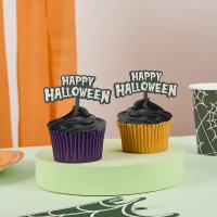 Glow In The Dark 'Happy Halloween' Food Picks - Pack of 12