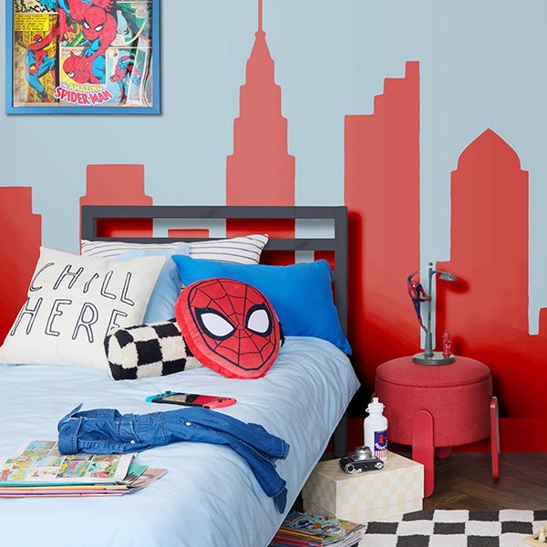 Kids Bedroom painted in Dulux Easycare Marvel Spiderman Spider Silk