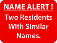 SIZE 36x28mm NAME ALERT. TWO RESIDENTS (ROLL 1000)