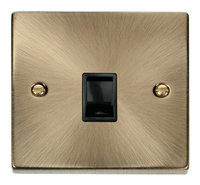 Click Deco Victorian Antique Brass with Black Insert Single RJ11 Socket | LV0101.0024