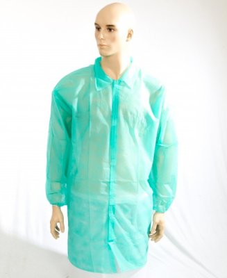 L GREEN NON-WOVEN VISITORS' COAT VELCRO FAST