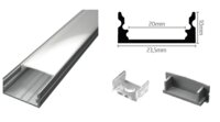 SURFACE ALUMINIUM CHANNEL 10MMX23.5MM(INTERNAL20MM)  2 METRE CW DIFFUSER END CAPS AND CLIPS SUITABLE FOR USE WITH RGBW TAPE