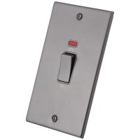 Gunmetal Grey 2 Gang 45A Cooker Switch Neon 6011-202