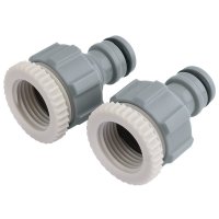 Draper Garden Hose Tap Adaptors 3/4 + 1/2 Pack of 2