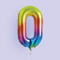 Rainbow Number '0' Foil 34" Balloon