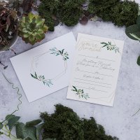 Geometric Greenery Day Invitations & Envelopes - Pack of 25