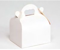 WHITE CAKE BOX WITH HANDLES 16X18X7CM