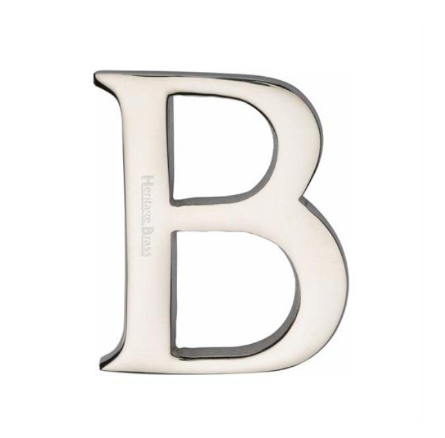 C1565-2-B-PNF - Heritage Brass Alphabet B Pin Fix 51mm (2") Polished Nickel Finish