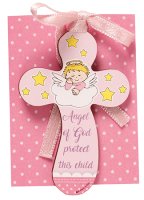 Wood Cross 2 inch x 3 inch/Guardian Angel/Girl   (34212)
