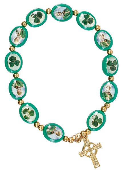 Glass Bracelet/Patrick/Shamrock - Cross   (6456)