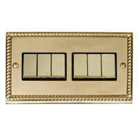 Click Deco Georgian Cast Brass 6 Gang 2 Way Switch