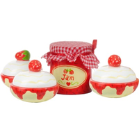 Wooden set of scones and jam