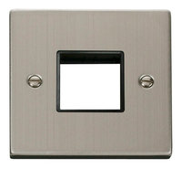 Click Deco Victorian Stainless Steel with Black 1 Gang Plate Twin Aperture | LV0101.1859