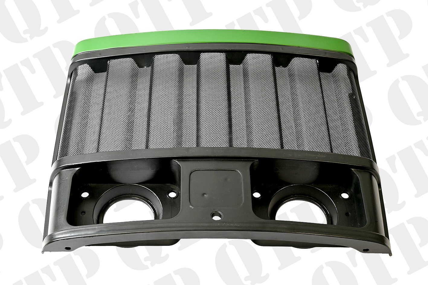 Front elevation of green John Deere front grill