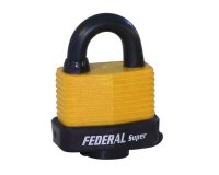 Federal Padlock 50mm Yellow Laminated Weatherproof