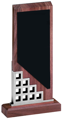 25cm Walnut & Silver Metal Award with Laserbr