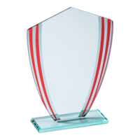 21cm 4mm Glass Plaque (Red/Clear)