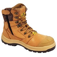 Mustang 7120Z Nitrile Sole 300&deg;C Lace Up Zip Safety Boot with Scuff Cap