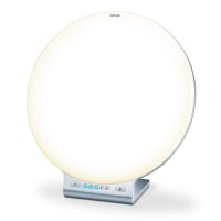 The Daylight Therapy Lamp is circular with 10 brightness levels.