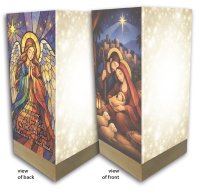 Glass Lantern/Wood Base/Nativity  (84617)