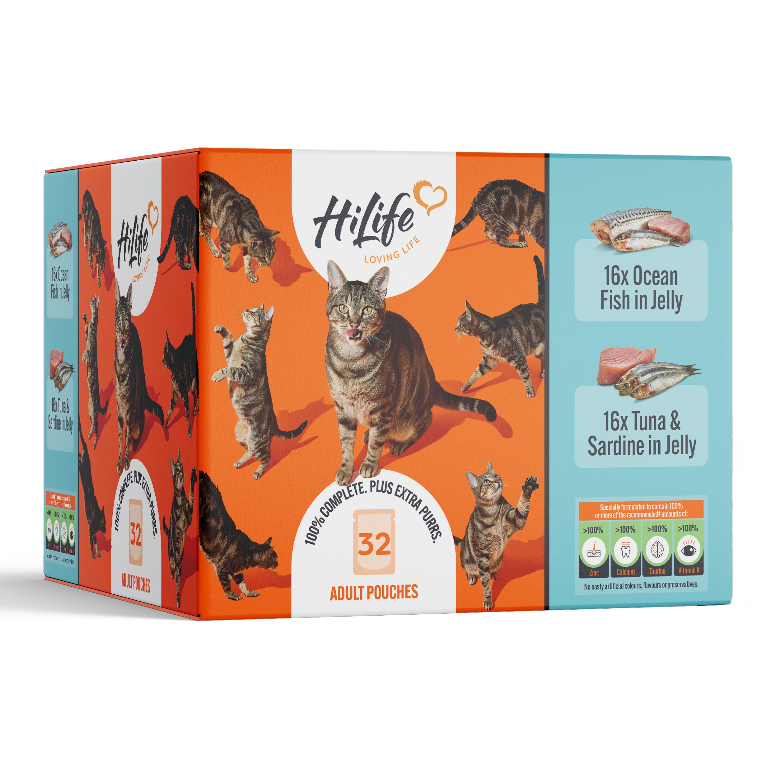 HiLife Adult Cat Pouch Fish in Jelly 70g 32pk x 1