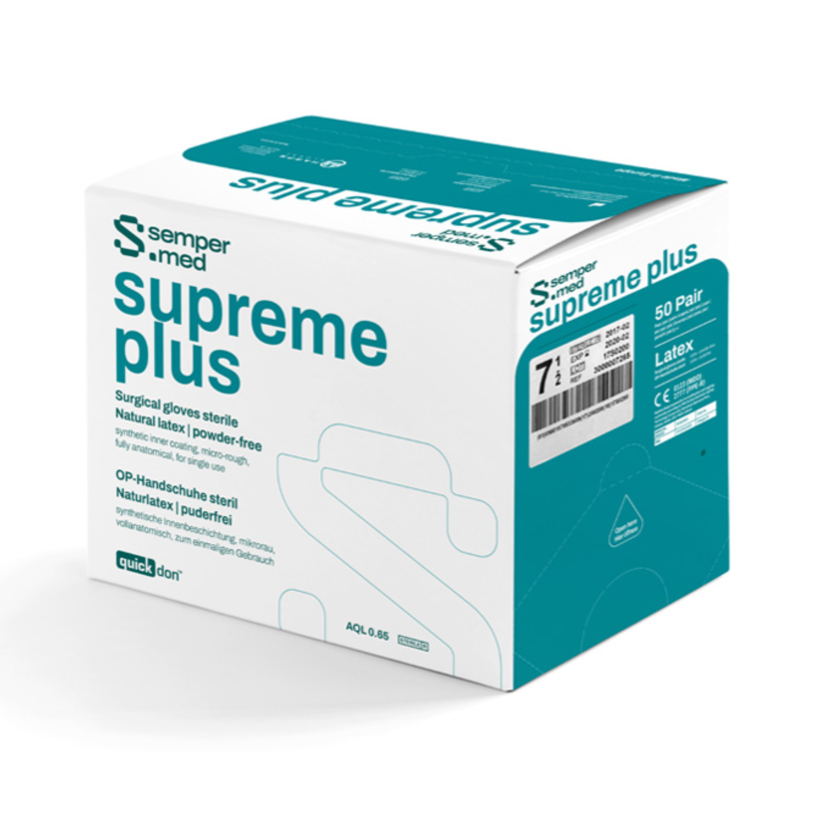 Sempermed® Supreme Plus Surgeons Latex Powder Free Sterile Gloves, 50/Box