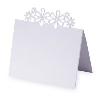 Place Card Laser Flower White - 80x120mm