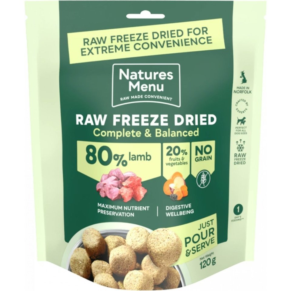 Natures Menu Raw Freeze Dried Complete & Balanced 80/20 Lamb 120g x 1