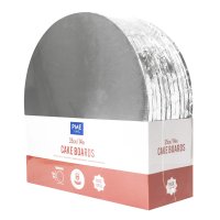 CBWRS14- Pack of 10 Round Cake Boards with Wrapped Edges, Silver (14") 