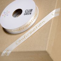 Printed 'Confirmation' Ribbon White/Silver - 15 x 10m