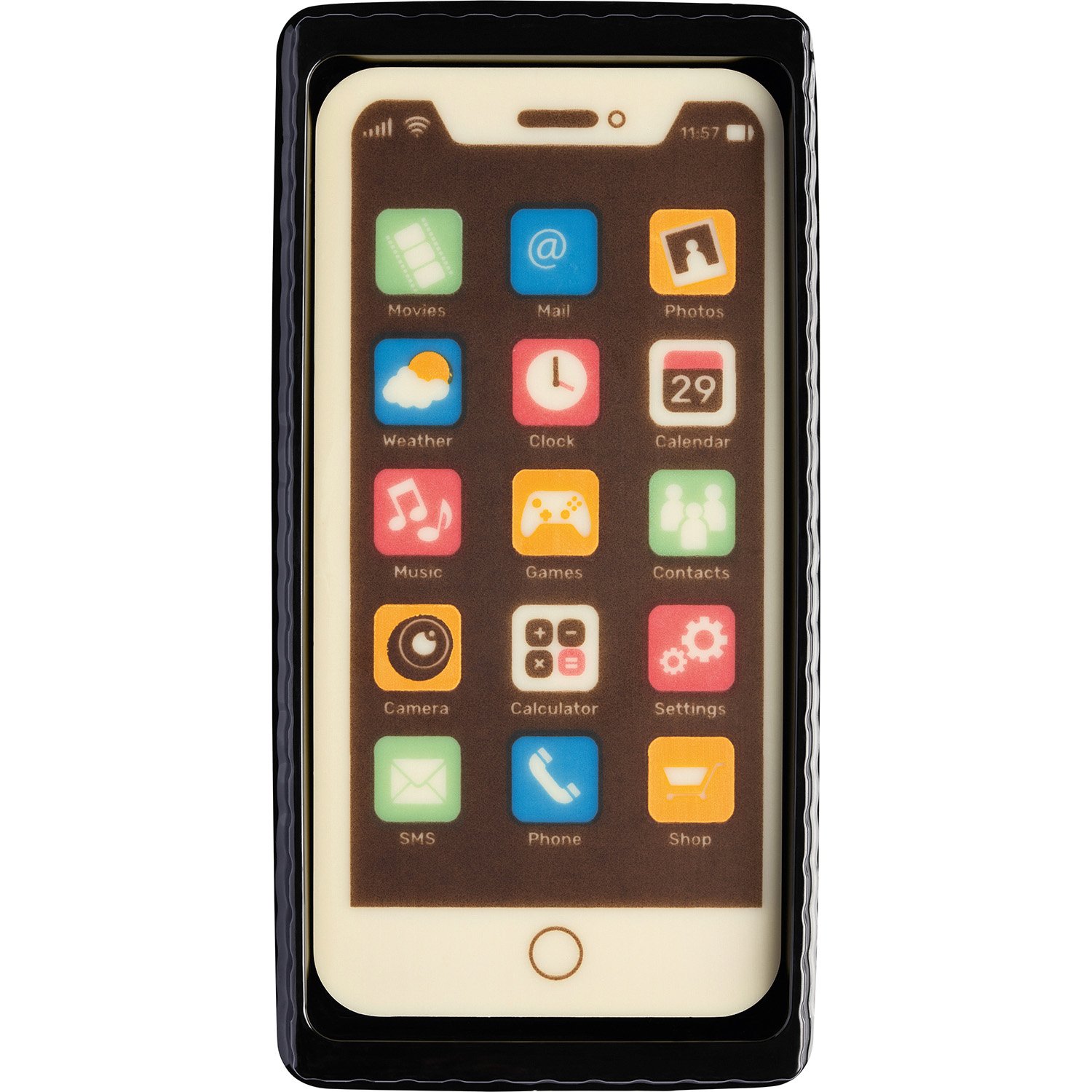 Decorated white chocolate smartphone in gift box - 132mm 16x40g