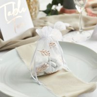 Rose Gold Vine Organza Bags - Pack of 10