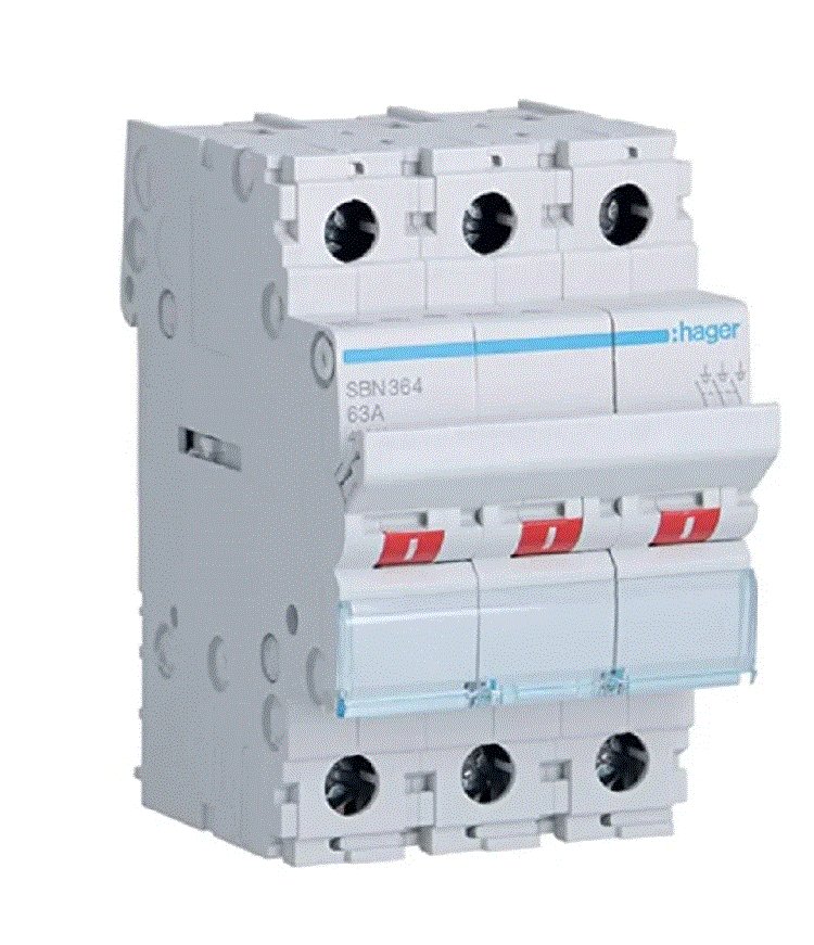 Hager 63A 3P Din Rail Isolator SBR363