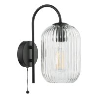 IDRA WALL LIGHT BLACK WITH CLEAR RIBBED GLASS