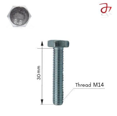 DIN 933 Set-Screw M14X30 Steel Zinc-Plated 8.8